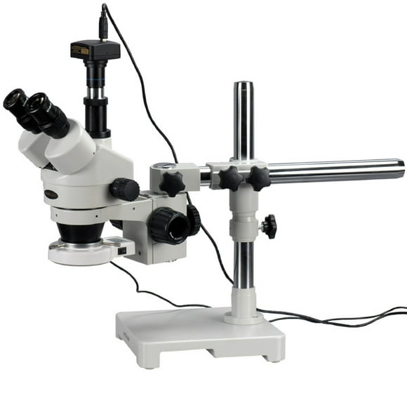AmScope 3.5X-45X Boom Stand Trinocular Zoom Stereo Microscope with Fiber-Optic LED Illuminator 14MP Camera AmScope 3.5X-45X Boom Stand Trinocular Zoom Stereo Microscope with Fiber-Optic LED Illuminator 14MP Camera